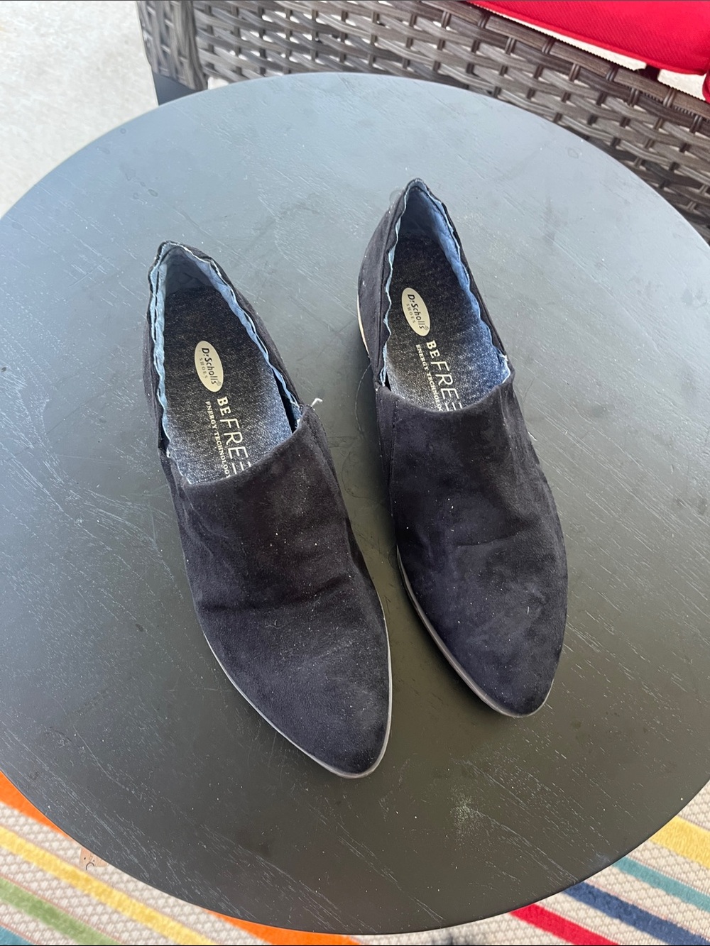 Dr. Scholl's Black Suede Pointed Toe Slip-On Flats
